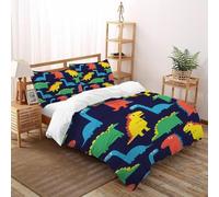 XIKMLSID 3 Piezas,de Sábanas De Vida Silvestre Patrón 3D,patrón De Colorful Dinosaurios,Microfibra,antialérgico,algodón,Adecuado para Adultos Y Niños King(220x240cm)
