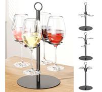 XILIMOR Soporte para copas de vino, soporte para bebidas de metal, soporte para cócteles, torre de champán, soporte para bebidas para cocina, fiestas, bares, bodas (negro)