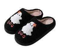 XILIWUS Pantuflas de fantasma para mujeres y hombres, pantuflas de Halloween 2025, lindas pantuflas suaves y peludas para la temporada espeluznante, Ghost C, 9-10 Women/8-8.5 Men