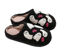XILIWUS Pantuflas de fantasma para mujeres y hombres, pantuflas de Halloween 2025, lindas pantuflas suaves y peludas para la temporada espeluznante, Ghost D, 10.5-11.5 Women/9-10 Men