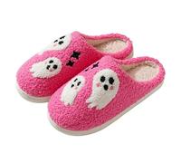 XILIWUS Pantuflas de fantasma para mujeres y hombres, pantuflas de Halloween 2025, lindas pantuflas suaves y peludas para la temporada espeluznante, Ghost E, 9-10 Women/8-8.5 Men