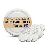 XILMARK Tapas para Botes de Cristal TO43 (43mm) | Tapas Twist-Off Libres de BPA para Conservas | Cierre Hermético para Mermelada, Miel y Salsas | Aptas para Baño María y Esterilización (PACK 20)