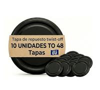 Xilmark Tapas para Botes de Cristal TO48 (48mm) | Tapas Twist-Off Libres de BPA para Conservas | Cierre Hermético para Mermelada, Miel y Salsas | Aptas para Baño María y Esterilización. (PACK 10)
