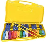 Xilofono Carrillón Metalófono Glockenspiel Cromático, 25 Teclas Colores con Estuche y Mazas. Instrumento Musical (Amarillo)