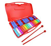Xilófono cromático Glockenspiel de 25 notas en funda roja, xilófono colorido con teclas negras y blancas y dos batidores de plástico para niños y adultos, percusión musical para instrumentos