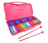Xilófono cromático Glockenspiel de 25 notas en funda roja, xilófono con teclas negras y blancas y dos batidores de plástico para niños y adultos, percusión musical para instrumentos educativos de