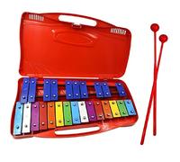 Xilófono Glockenspiel Cromático Soprano de 25 notas en Estuche Rojo con Teclas Vistoso dos Batidores de Plástico - 2 Octavas G5 a G7