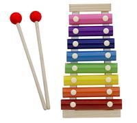 Xilófono portátil de 8 notas para niños, textura de madera natural con codificación de colores vibrantes, juguete musical para la vinculación familiar, juguete musical de aprendizaje temprano
