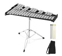 Xilófonos Kit de percusión Glockenspiel de 32 notas con soporte de altura ajustable, baquetas y bolsa de transporte