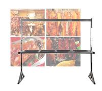 XILYZMO Acero Inoxidable Colgante Soporte Secar Carne Altura Ajustable Almacenar Cerdo Ahumada Sobremesa Cierre A Presión Comercial Soporte Pollo Asado para Fiestas Familiares(120x35cm)