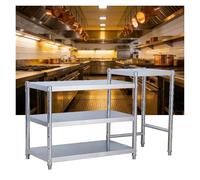 XILYZMO Acero Inoxidable Mesa Preparación, Cocina Gas Encimera Extensión Inoxidable Mesa, Altura Ajustable Niveles Comercial Estación Trabajo Soporte Almacenamiento para Hogar(150x45x80cm)