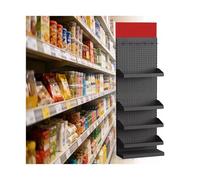 XILYZMO Estantería De Comercio Góndola De Metal con Panel Perforado, Expositor Comercial Pared Carga 100kg, Estante Modular para Supermercado, Tienda Y Bazar(B-50x20x150cm)