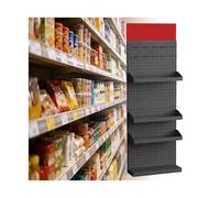 XILYZMO Estantería De Comercio Góndola De Metal con Panel Perforado, Expositor Comercial Pared Carga 100kg, Estante Modular para Supermercado, Tienda Y Bazar(A-60x20x150cm)