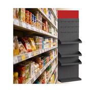 XILYZMO Estantería De Comercio Góndola De Metal con Panel Perforado, Expositor Comercial Pared Carga 100kg, Estante Modular para Supermercado, Tienda Y Bazar(A-60x20x180cm)