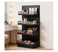 XILYZMO Expositor Tienda 4 Niveles Acero Al Carbono, Estante Snacks Cestas Colgantes Ajustables, Soporte Móvil Merchandising para Supermercados Y Tiendas, 60x40x140 Cm(Black)