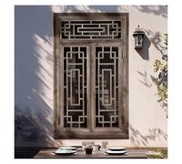 XILYZMO Madera Pino Estilo Chino Puerta Doble Ventana Salida Vidrio Templado Salón Té Ventana Ventilación Rejilla Hueca Montaje Al RAS Ventanas Abatibles para Cabinas(B-Gray,80x100cm)