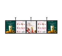 XILYZMO Marco Delgado A Presión Caja Luz LED, Restaurante Cartel Iluminado Exhibidor Retráctil Aleación Titanio LED Retroiluminado Tablero Menú Montaje Pared Caja Luz Ultrafina(A-300x80cm)