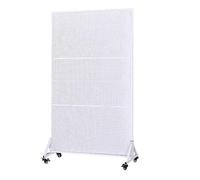 XILYZMO Panel Metálico Perforado, Etál Tablero Perforado Torre Paneles, Tablero Perforado Organizador Control Pared, Polea Suelo Arte Soporte Exhibición, Piezas Extra Ganchos(Blanco,50x150cm)