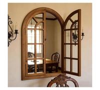 XILYZMO Ventana Arco Decoración Pared con Marco Pared 3D Ventana Falsa Pegatinas Pared Marcos Ventana Colgantes Madera Estilo Catedral para Dormitorio Y Sala De Estar(marrón,A-59x95cm)