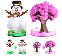 XIMEY 2 Mini Árbol de Navidad Mágico, Árbol de Sakura Magia y Muñeco de Nieve, Árbol de Papel Mágico, Árbol de Navidad Artificial, DIY Juego de Cultivo de Cristal, Novedad Niños