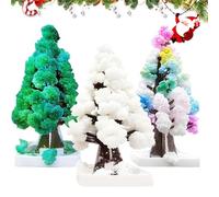 XIMEY 3 Mini Árbol de Navidad Mágico, Árbol de Sakura Magia y Muñeco de Nieve, Árbol de Papel Mágico, Árbol de Navidad Artificial, DIY Juego de Cultivo de Cristal, Novedad Niños (Blanco)