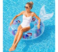 XIMEY Flotador Adulto Piscina Hinchable, Flotador Redondo Grande con Diseño Sirena, Float Piscina para Fiesta Piscina Verano Playa, Juguetes Piscina (D, 70#)