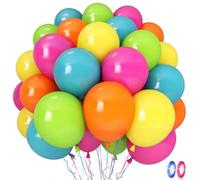XIMEY Globos 50, Globos Colores, Globos de Cumpleaños, Globos Primera Comunion, Globos Graduación (Rosa Azul Naranja, 50)