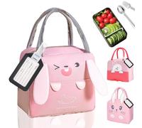 XIMEY Nevera Niños 5L, Bolsa Almuerzo Pequeña, Isotermica Porta Alimentos, Lonchera Termica Infantil, Nevera Comida Bebe (Conejo Rosa)