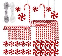 XIMISHOP 48 Adornos Colgantes de bastón de Caramelo de Navidad, decoración de árbol de Navidad, Adornos de muleta Trenzada de plástico para Manualidades de Navidad, decoración Interior y Exterior