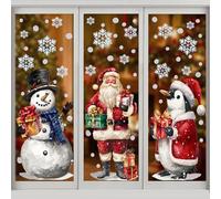 XIMISHOP 6 hojas de calcomanías de Navidad para ventana, reutilizables, grandes, Papá Noel, muñeco de nieve, adhesivos estáticos de doble cara para Navidad, hogar, escuela, oficina, decoración de