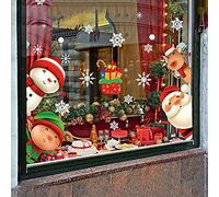 XIMISHOP 82 calcomanías de copo de nieve de Navidad para vidrio, calcomanías de Navidad, decoraciones de Navidad, decoración de interior, copo de nieve, Papá Noel, reno, calcomanías para fiestas