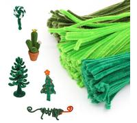 XIMKONTER Limpiador de Pipas, 300 unidades de Alambre de Chenilla Verde, para manualidades, Ideal para Proyectos DIY y Decoraciones