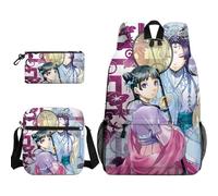 Ximman Juego de 3 piezas de mochila de anime Maomao con estampado 3D Jinshi con estuche para lápices, bolsa cruzada Maomao, suministros escolares para adolescentes, Tipo 11, 30*13*40cm, Mochilas
