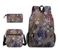 Ximman Mochila Frieren de 3 piezas de anime con estampado 3D de helecho, bolsa de hombro con estuche para lápices, bolsa cruzada, suministros escolares para adolescentes, Tipo 10, 30*13*40cm, Mochilas