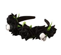 XINAJUND Diadema esencial de calavera de calabaza para fiesta de Halloween con decoración de rosas, accesorio para el cabello de tamaño ajustable