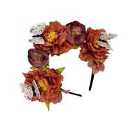 XINAJUND Diadema étnica con flores de mariposa para fiestas, bodas, festivales de México, celebraciones, accesorios de vacaciones