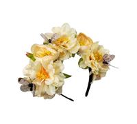 XINAJUND Diadema étnica con flores de mariposa para fiestas, bodas, festivales de México, celebraciones, accesorios de vacaciones