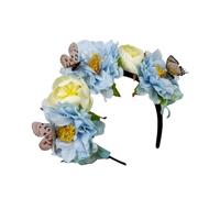 XINAJUND Diadema étnica con flores de mariposa para fiestas, bodas, festivales de México, celebraciones, accesorios de vacaciones