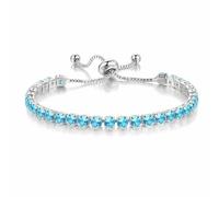 xinanalya 1 pulsera de tenis delicada, ópalo azul iridiscente en plata de ley 925, cierre de bolo deslizante ajustable con detalles milgrain, pulsera de piedras preciosas hipoalergénicas para mujer
