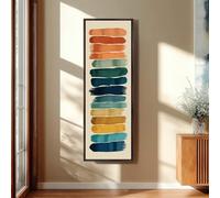 XINBAO Arte con pinceladas coloridas, lienzo vertical, decoración de pared de mediados de siglo, arte de pared delgado y estrecho, cuadro para encima de la cama/sofá (55x110cm/sin marco)