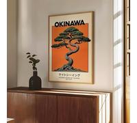 XINBAO Arte mural naranja de Okinawa, lienzo de viaje inspirado en Japón, impresión de viaje a Ryukyu, póster de Warm Cape Hedo, árbol Gajumaru, bonsái (60 x 80 cm/sin marco)