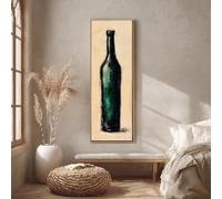 XINBAO Boceto de botella de vidrio vintage, arte de pared vertical en lienzo alto, ilustración de botella en tinta verde oscura, bar, pintura de naturaleza muerta (40x120cm/sin marco)
