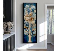 XINBAO Cuadro con estampado de árboles verticales largos para oficina, lienzo alto y estrecho para comedor, sala de estar, dormitorio, obra de arte estrecha (60x180cm/marco interior)