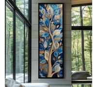 XINBAO Cuadro de árbol alto y estrecho, arte mural en lienzo, impresión vertical alargada para oficina, comedor o dormitorio, obra de arte alargada y estrecha (30x90cm/marco interior).