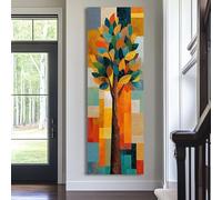 XINBAO Cuadro de árbol, lámina botánica con colores neutros, estilo botánico vintage, lienzo largo y estrecho para pared, ideal para decoración contemporánea (45 x 135 cm/marco interior).