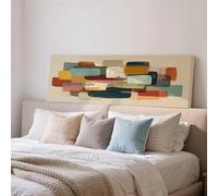 XINBAO Cuadro de bloques, lienzo panorámico ancho para pared, cuadro largo horizontal enmarcado, gran tamaño en tonos tierra, decoración de dormitorio Japandi (60x180cm/sin marco)