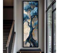 XINBAO Cuadro de lienzo con diseño de árbol alto y delgado, arte de pared alargado y estrecho, naturaleza, lienzo enmarcado vertical para oficinas, pasillos o habitaciones (20x60cm/marco interior).