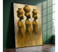 XINBAO Cuadro de mujeres africanas en lienzo - Listo para colgar en la pared del salón - Pósteres e impresiones de mujeres tribales para el salón (50x75cm/Sin marco)