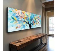 XINBAO Cuadro mural horizontal largo con motivos naturales, impresión en lienzo alta y delgada con marco, arte horizontal estrecho, ideal para pasillos de oficinas (35 x 105 cm/sin marco).