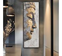 XINBAO Cuadro vertical alargado con la imagen de Buda para oficina, lienzo abstracto alto y estrecho para comedor o dormitorio, obra de arte alargada (40 x 120 cm/sin marco).